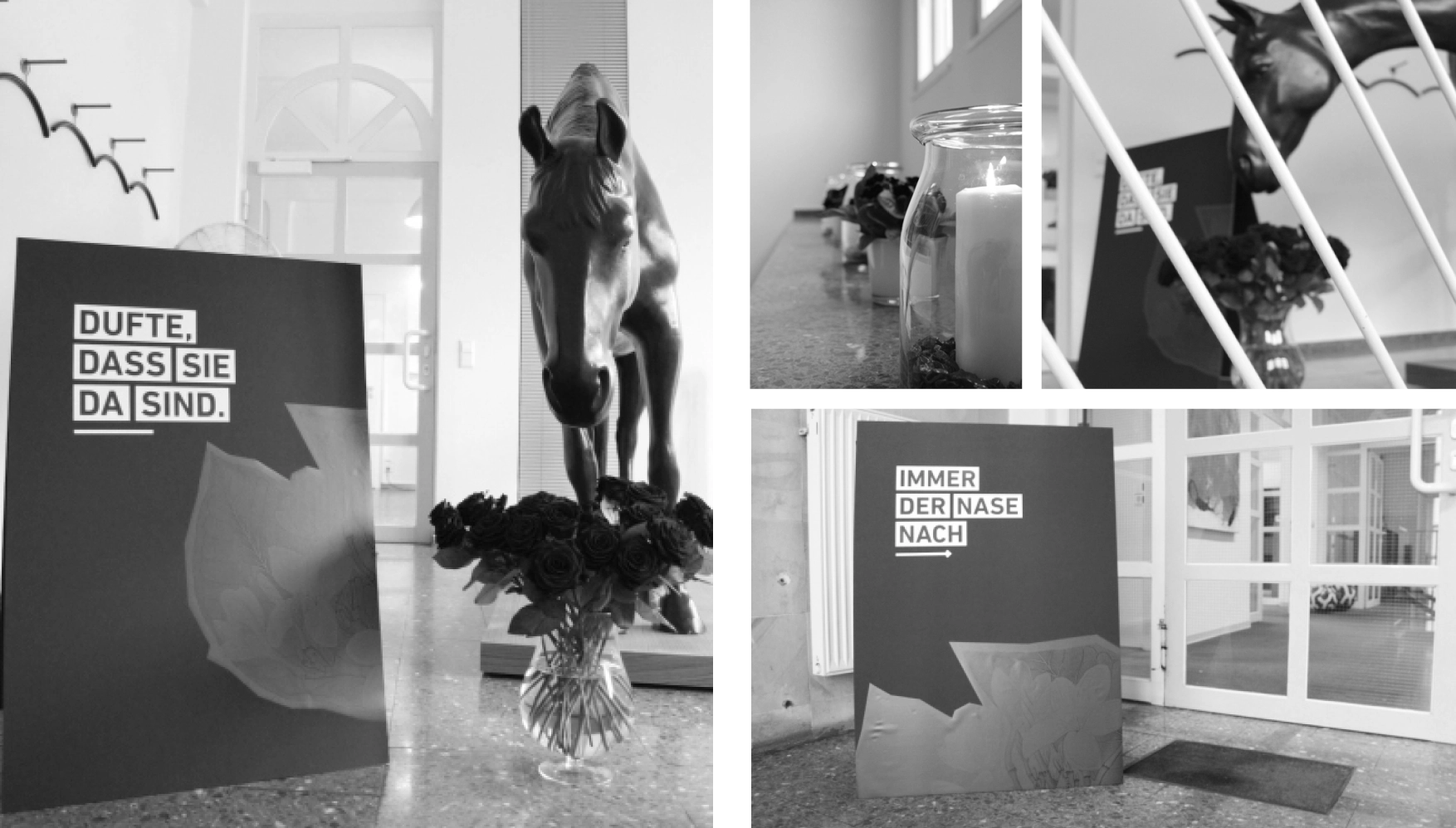 ABSICHT-Duftevent: Inszenierte Duftstation mit Branding und Design-Elementen.