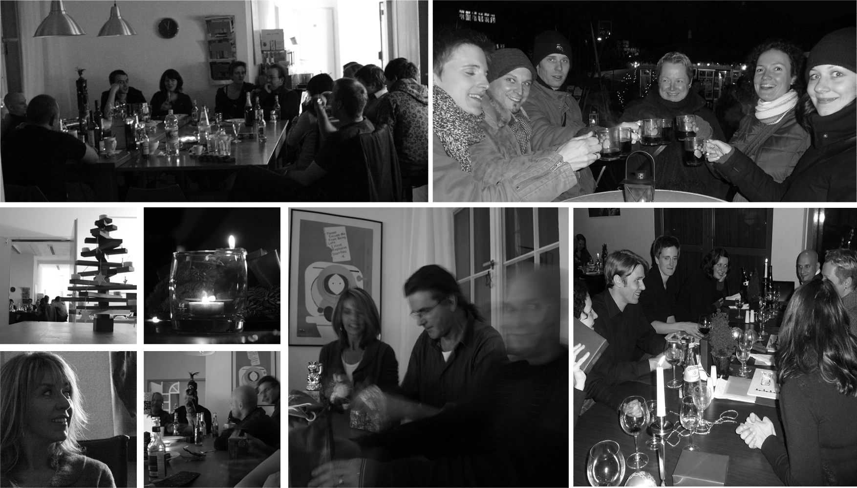 Jahresend-Feier 2008: Team stößt gemeinsam auf den Abschluss des Jahres an.