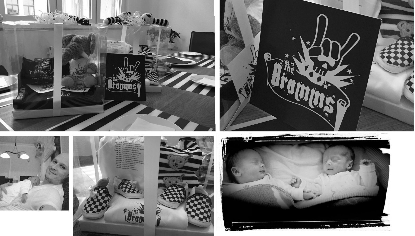 Nachwuchs der ABSICHT-Crew: Mitarbeiter:innen mit Zwillingen als augenzwinkernde „Fachkräftesicherung“.