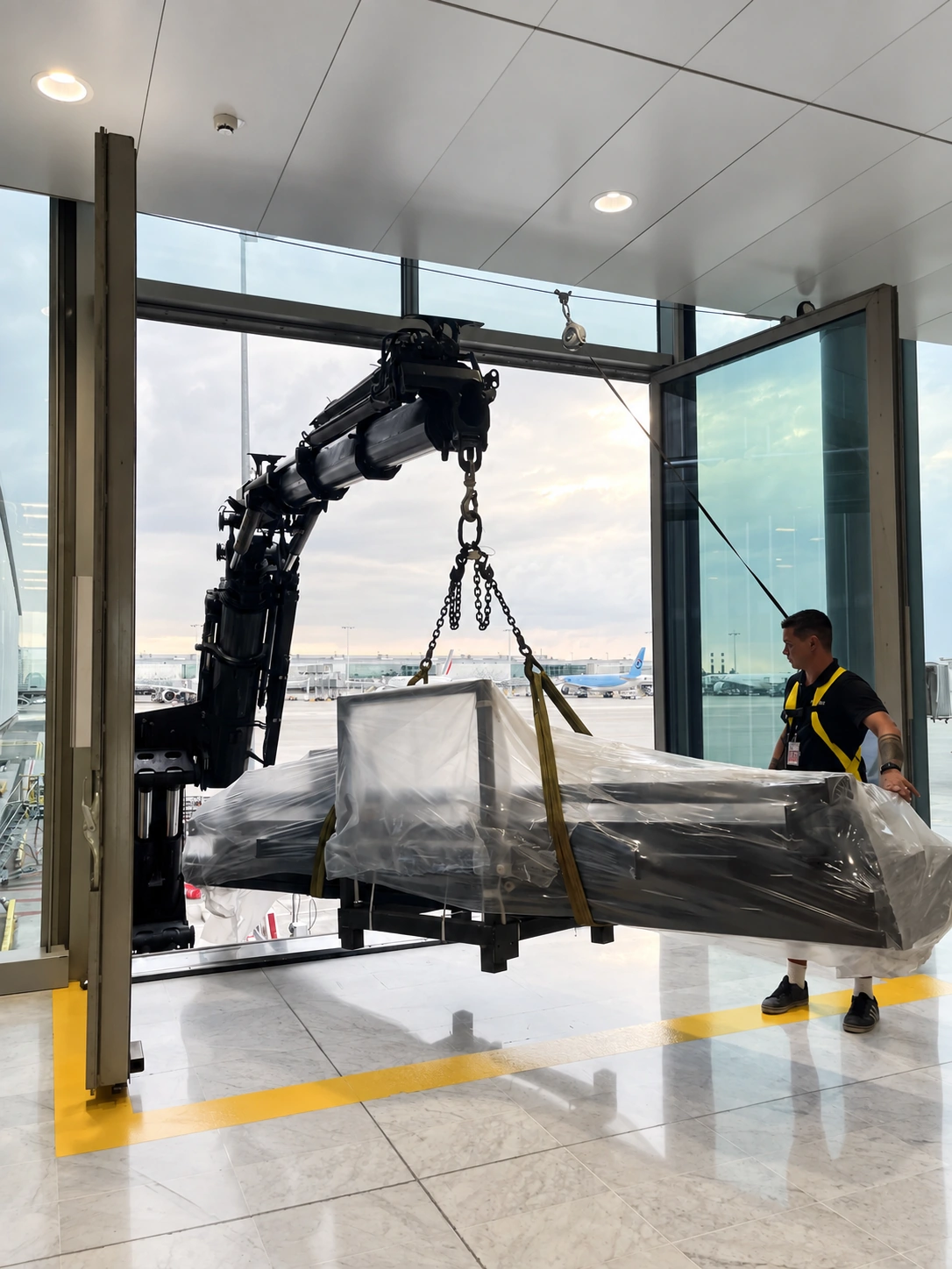 Grutage des éléments métalliques pour la deuxième mezzanine PAM