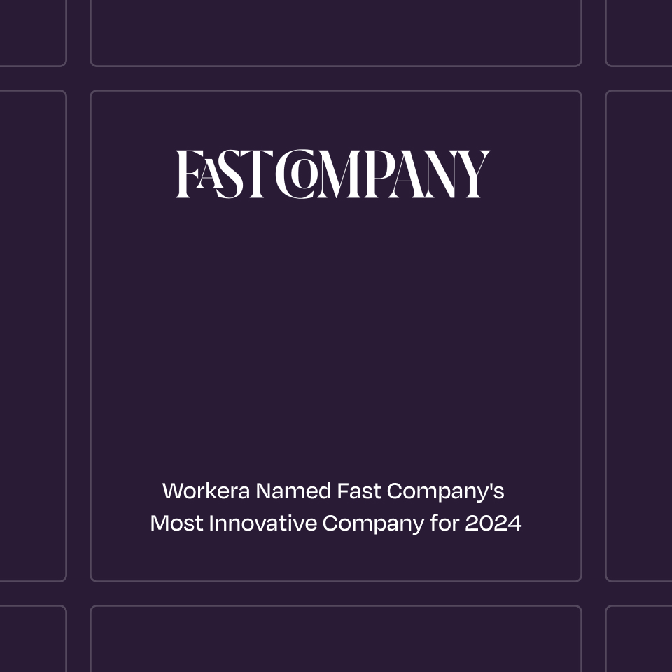 Fast Company logo with text stating Workera named Fast Company's Most Innovative Company for 2024.