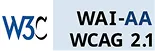 Logos of W3C, WAI-AA, and WCAG 2.1 standards.
