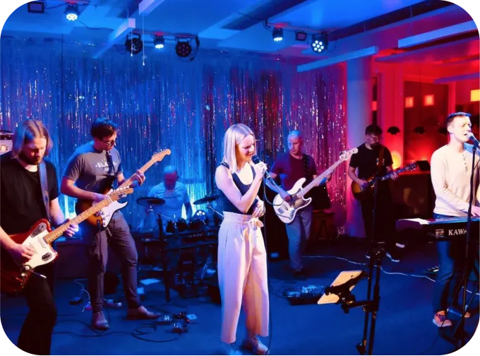 A band performing at an office party of Analyse2