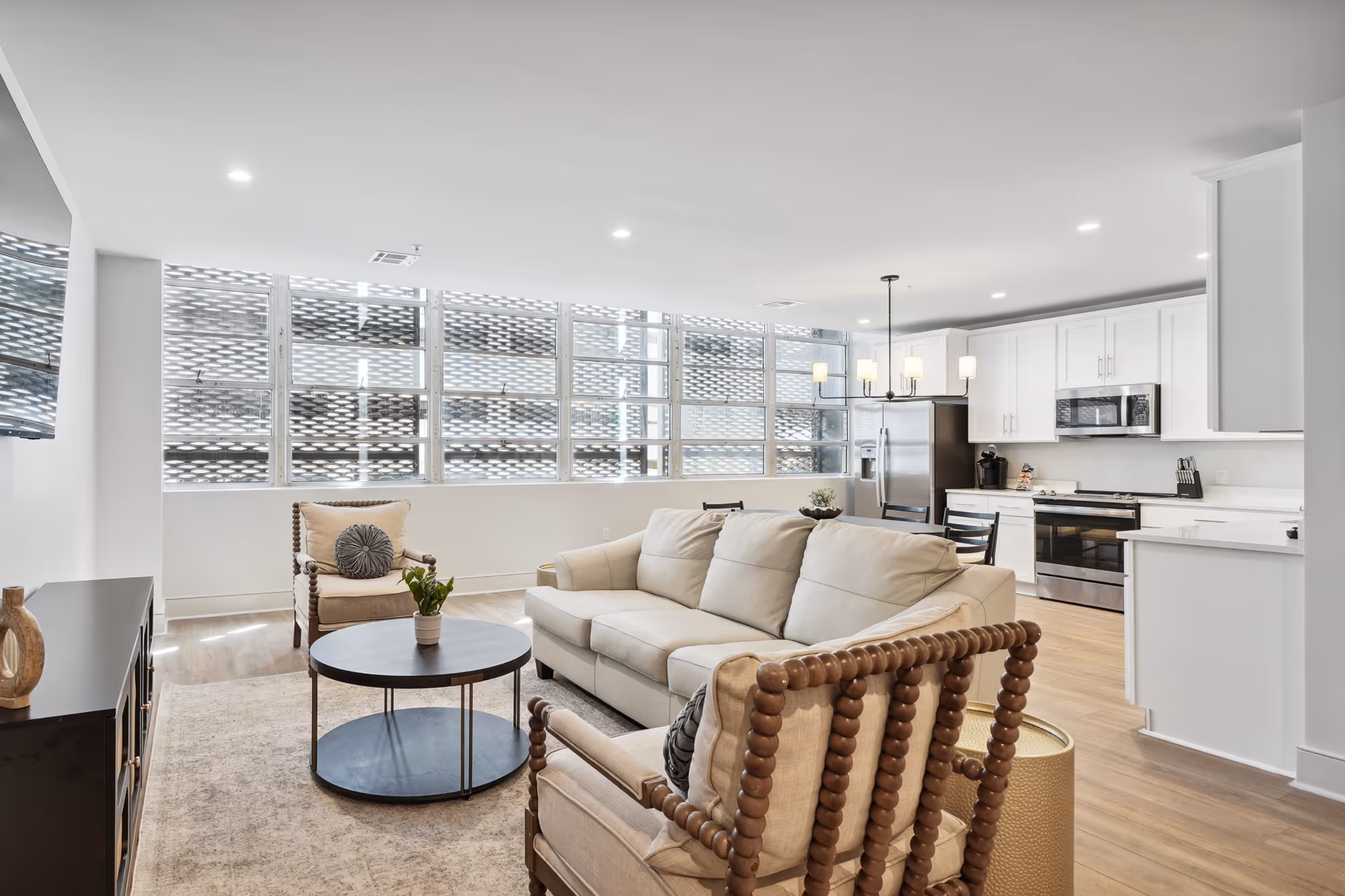 living room and kitchen 