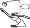 Black line icon of a reclining dentist chair with attached overhead light and dental equipment.
