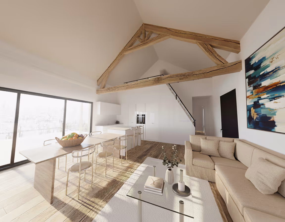 Pièce de vie & mezzanine