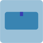 Een blauw vierkant icoon met een kleiner donkerblauw vierkant in het midden.