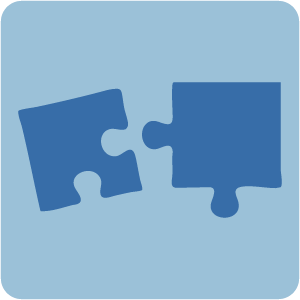 Twee blauwe puzzelstukjes op een blauwe achtergrond, klaar om verbonden te worden.