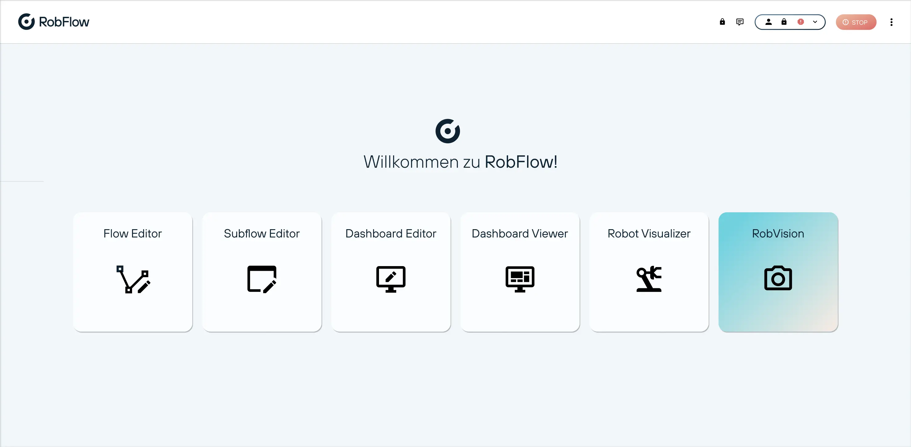 RobFlow-Schnittstelle, Benutzerauswahl von RobVision