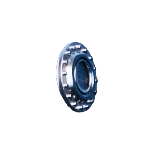 Close-up of a shiny metallic cogwheel or gear isolated on a black background.