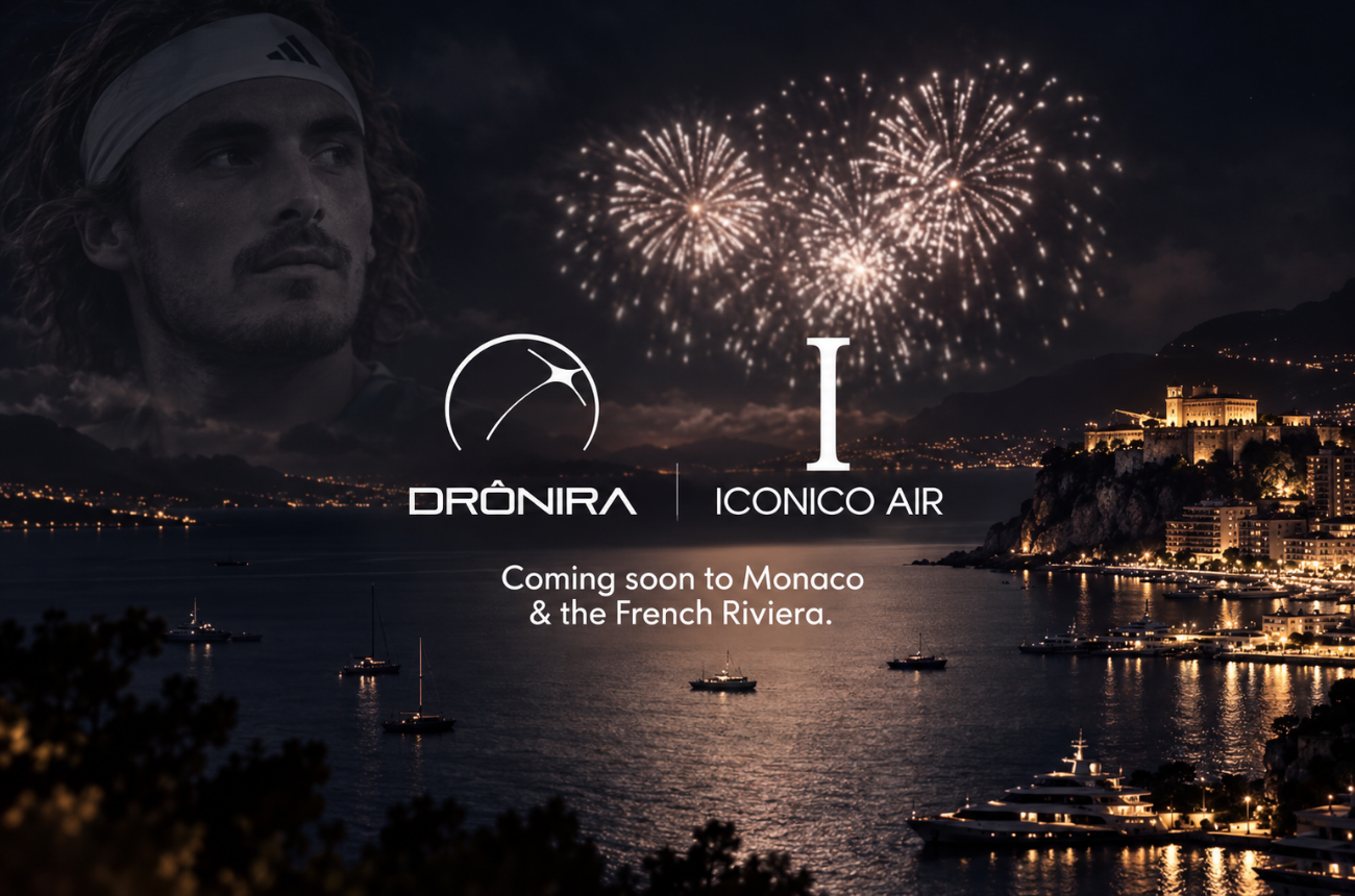 Στέφανος Τσιτσιπάς, ιδρυτής της Iconico Air στο Μονακό, με την ομάδα της ελληνικής Dronira, ανακοινώνουν στρατηγική συνεργασία για drone light shows σε Μονακό, Κάννες και Γαλλική Ριβιέρα