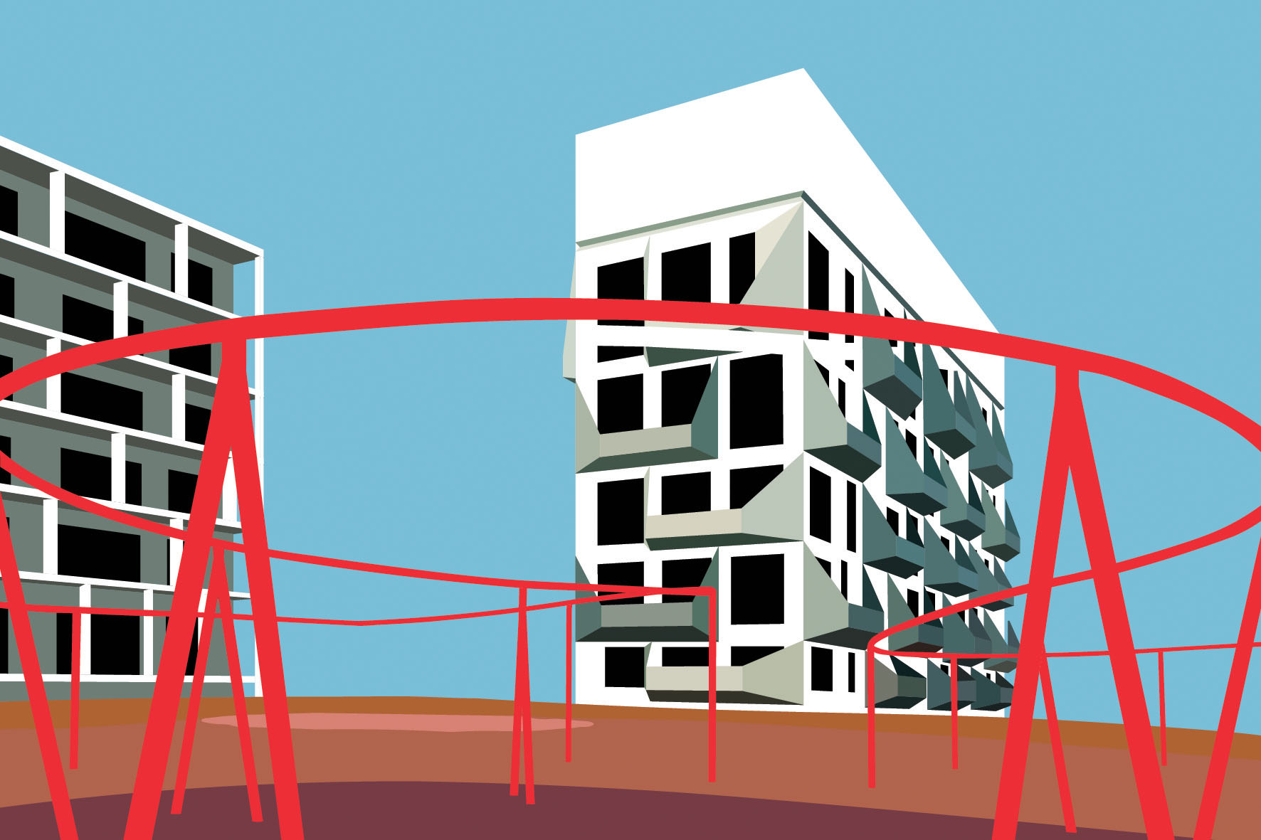 Illustration of Konditaget Lüders based on a photograph taken in Nordhavn, Copenhagen