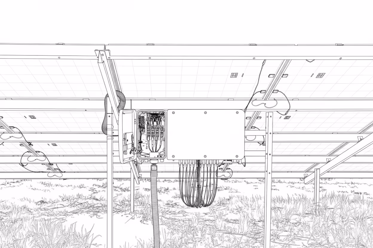 A line image of an opened voltage inverter solar panel