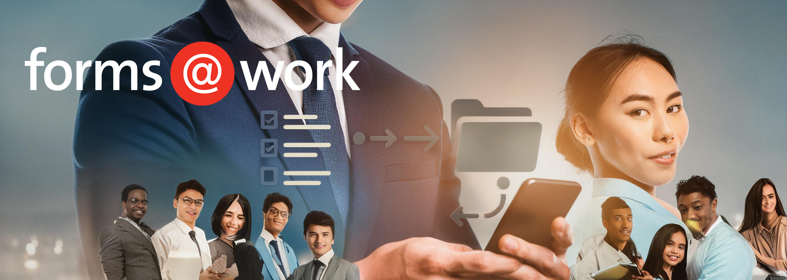 Businesspeople use forms@work AI on Mobile