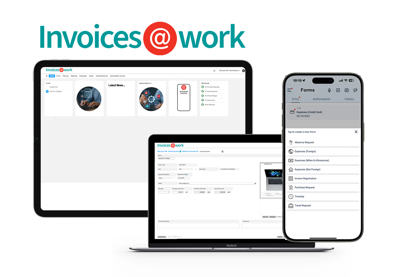 invoices@work Screens