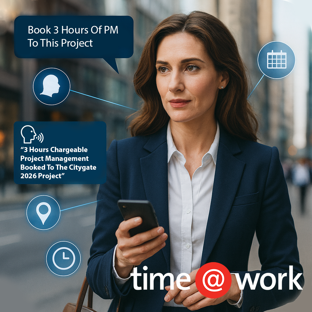 AI time@work helps a businesswoman