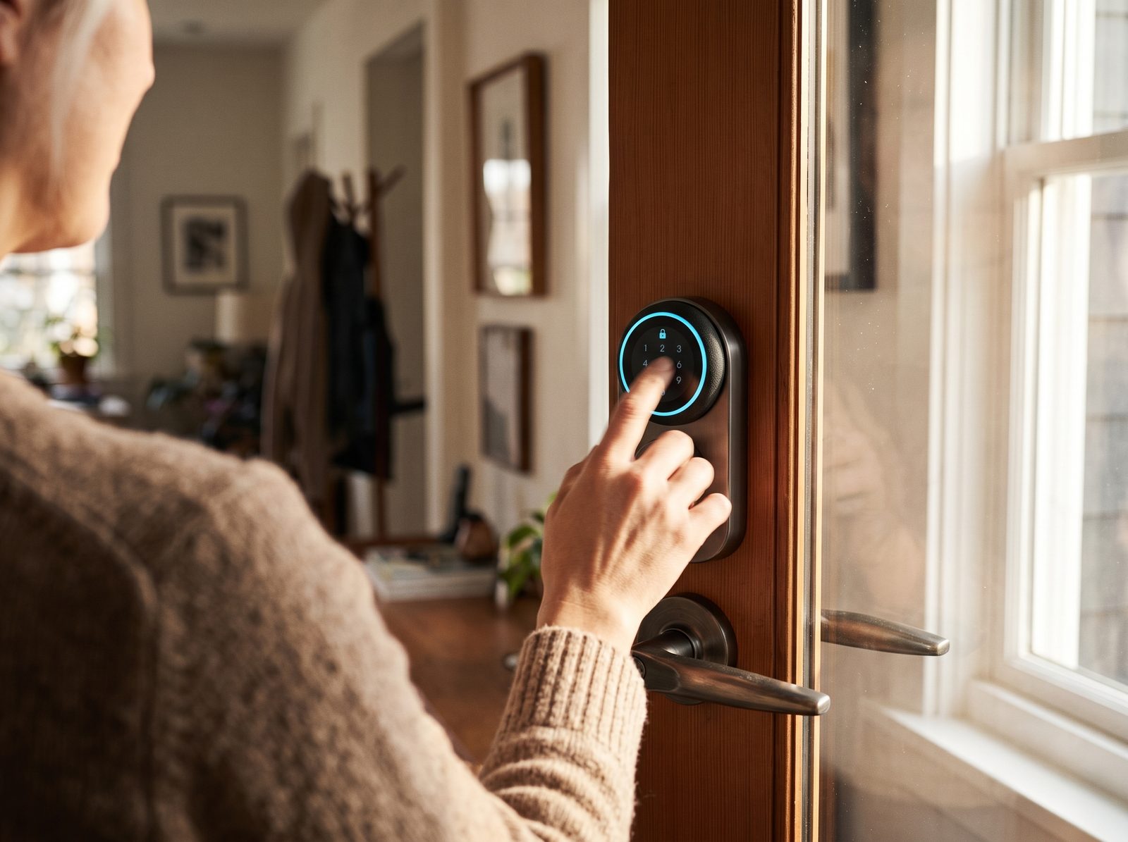 Acme Smart Lock keypad glowing on a front door