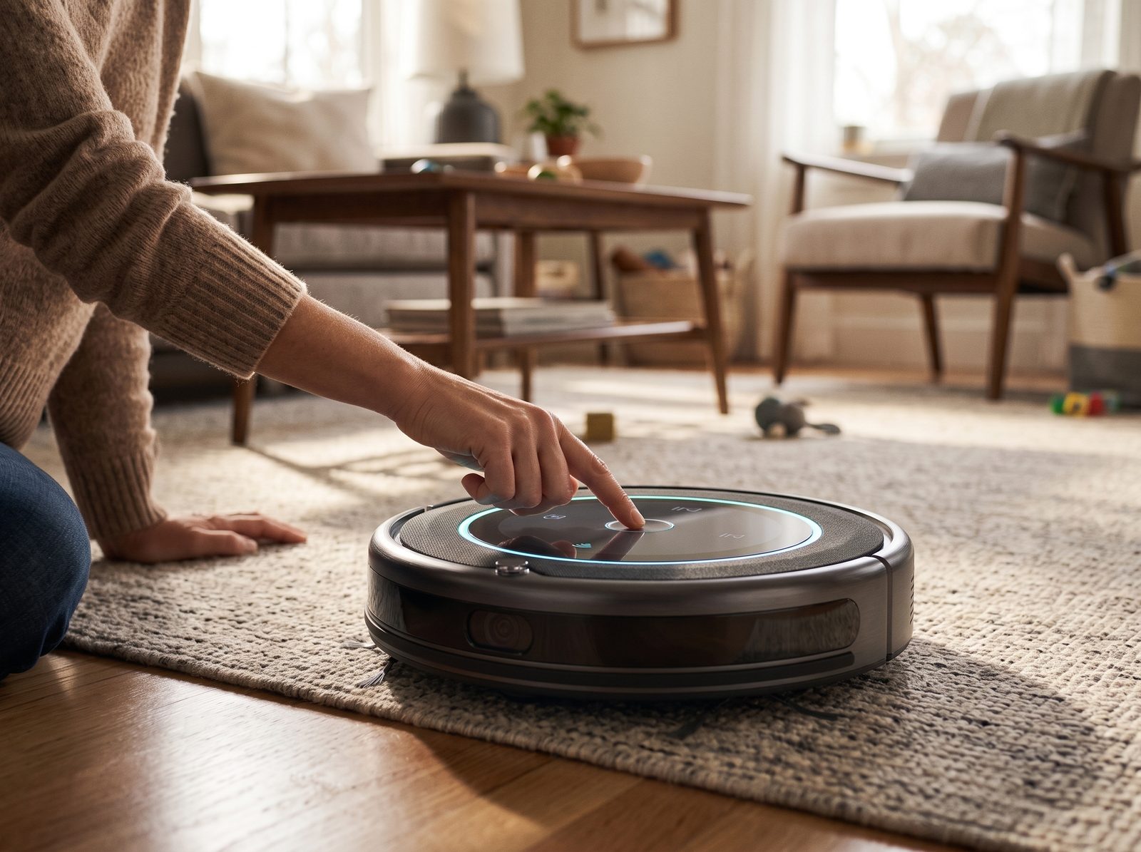 Acme RoboVac on a living room rug
