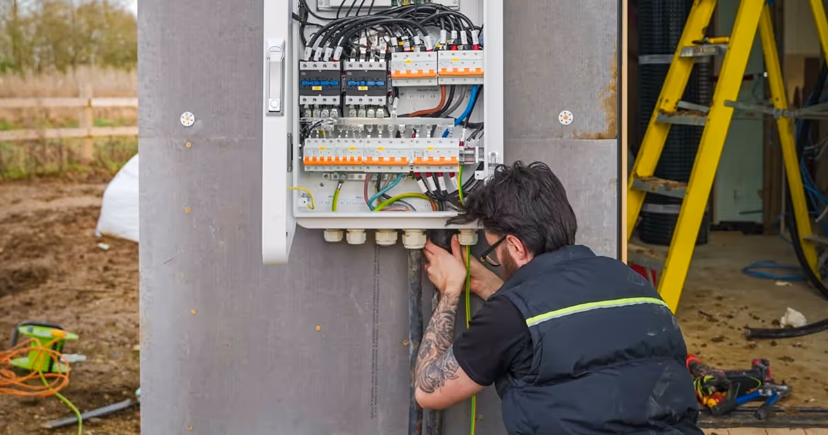 Electrician in Hardwick working on wiring