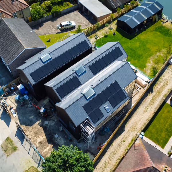 Solar panels on three houses