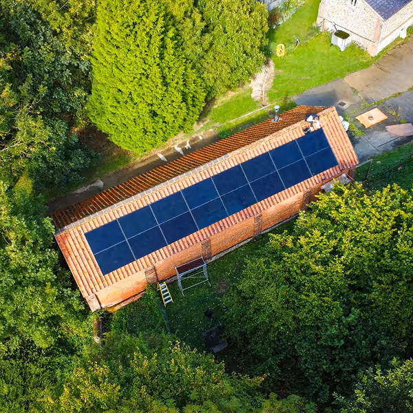 Solar panels on a roof in Saffron Walden
