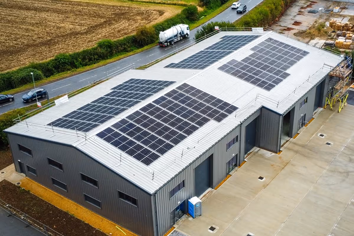Solar panels installed on commercial st ives building