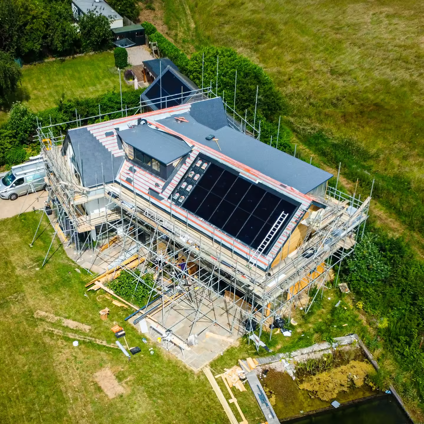 Solar panels on a new build house