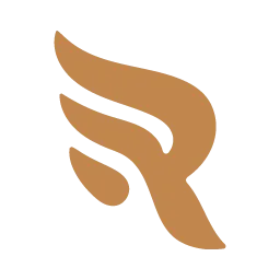 Abstract orange flame-shaped logo on a transparent background.