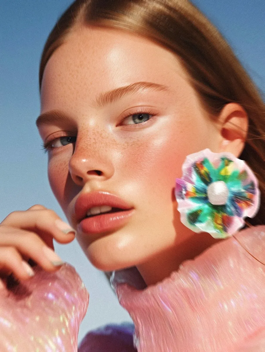A woman with a flower in her hair.