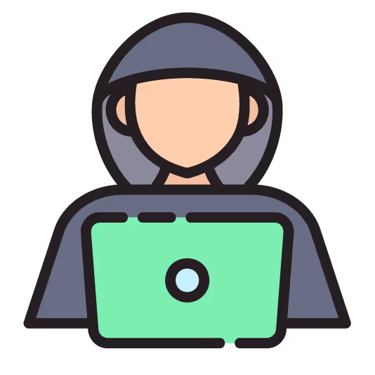 Ilustración de una persona con sudadera con capucha usando una laptop verde.