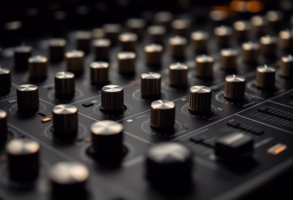 mixing console detail shot for a music studio