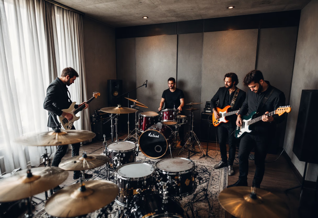 image of band rehearsing