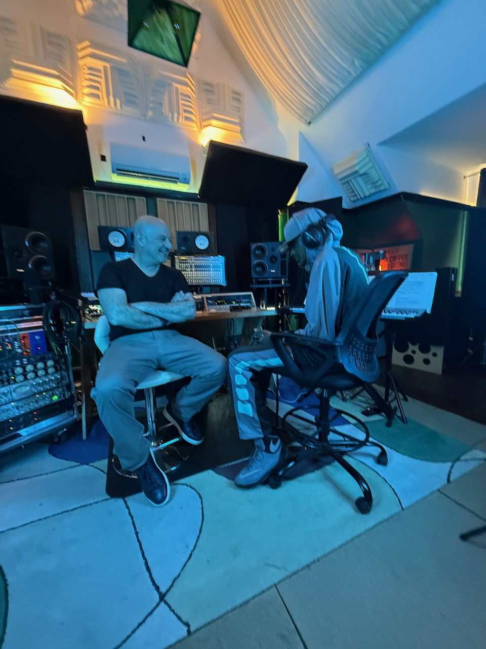 image of musician in recording studio