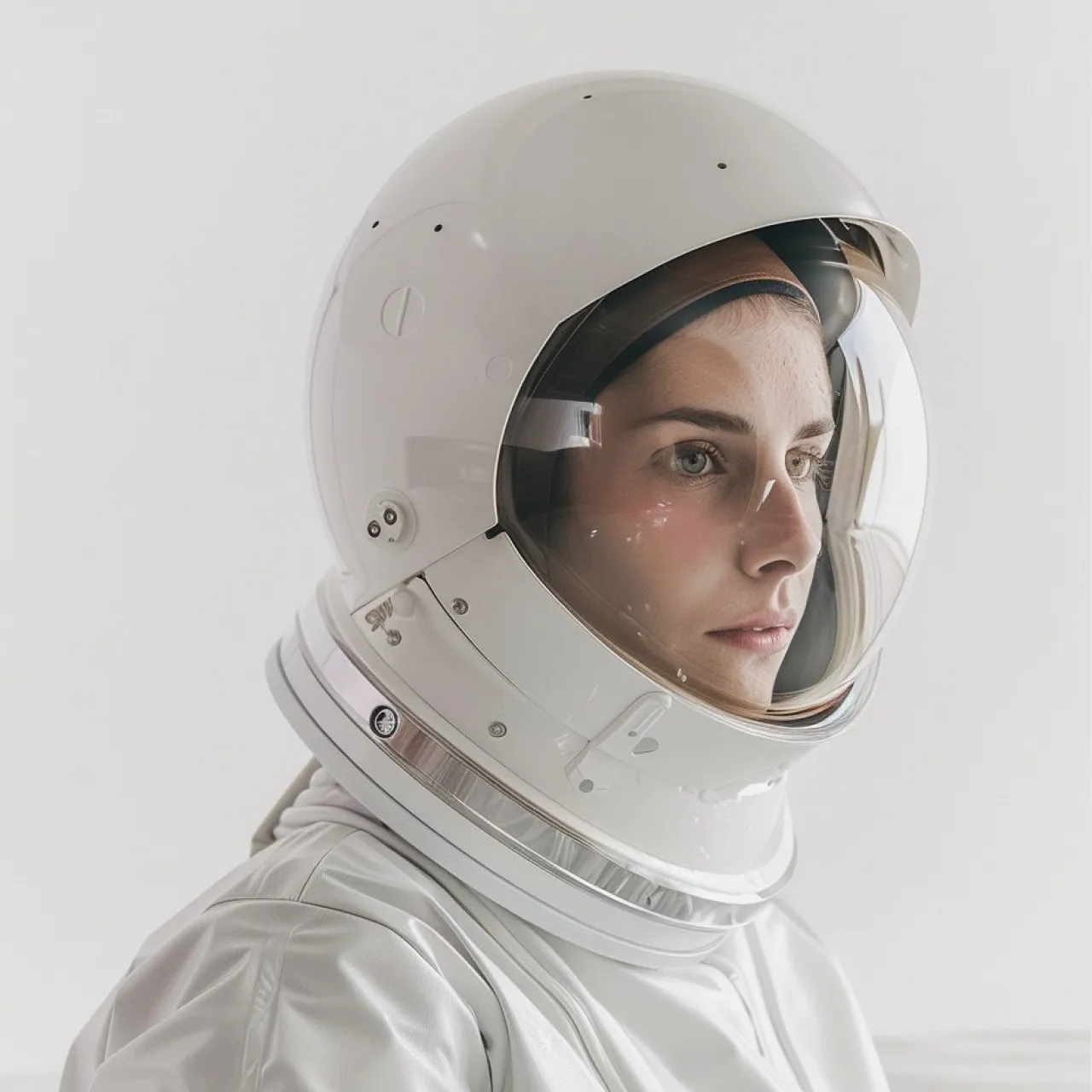 Contemplative Astronaut Woman