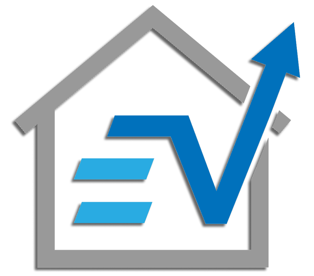 Abstract graphic with house and upward trending arrow.