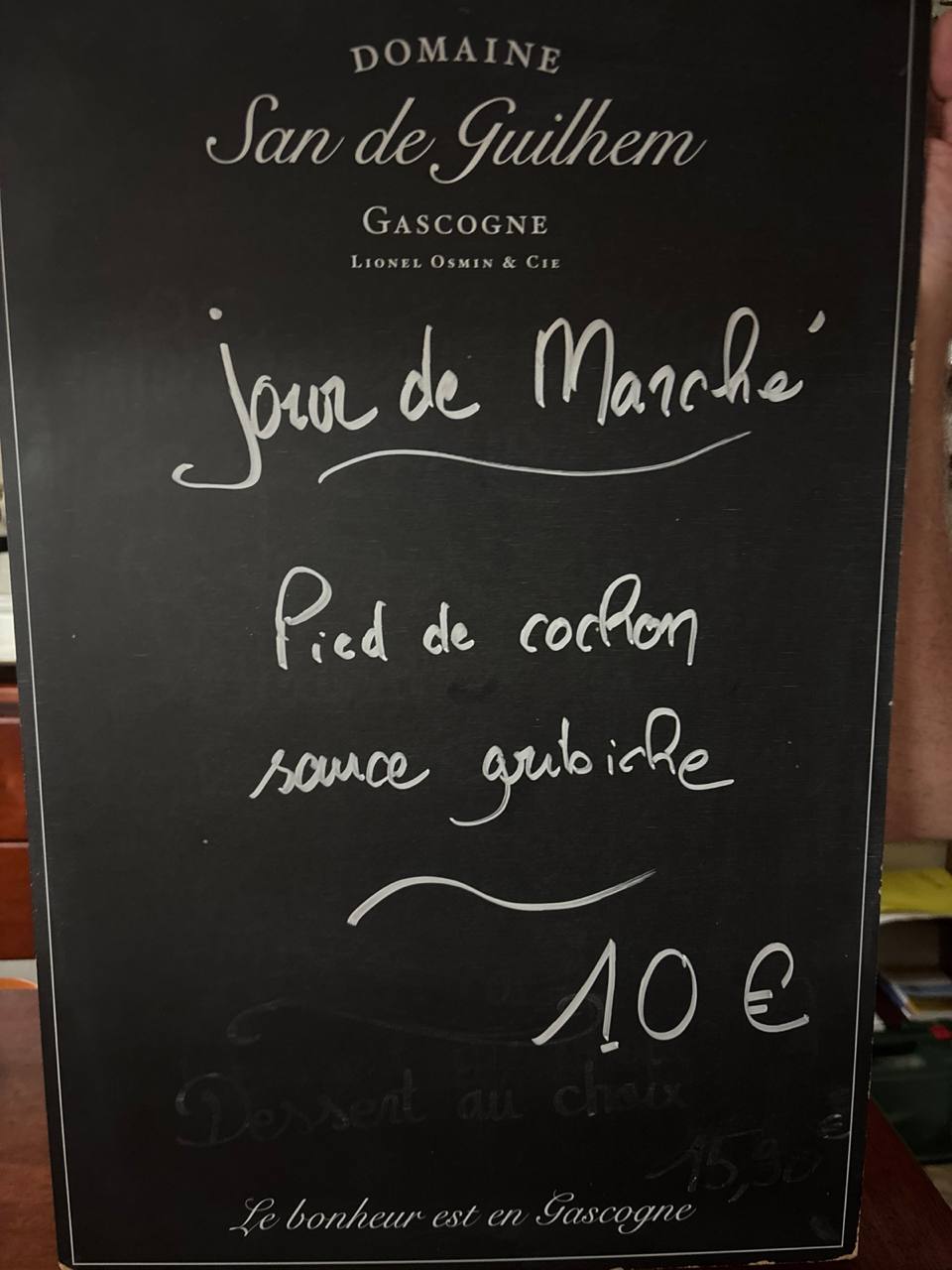 Photo du menu de jour proposé par la brasserie du Bistrot des Arceaux à Saint-Sever