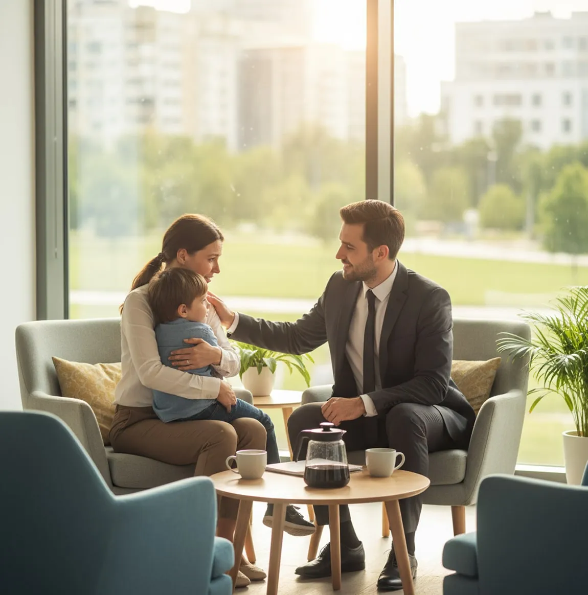 OnCall Bail Bonds agent meeting client outdoors in sunny California.