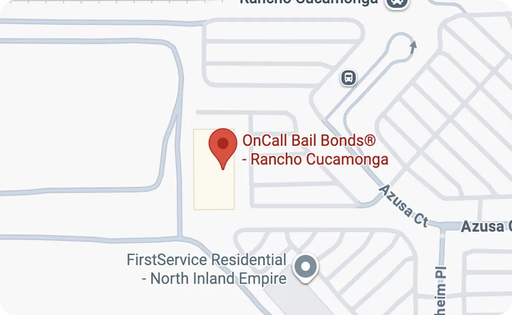 Alternate map view of OnCall Bail Bonds location in San Bernardino County