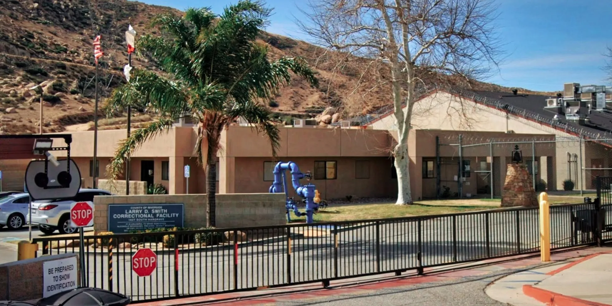Entrance of Larry D. Smith Correctional Facility in Banning, California.