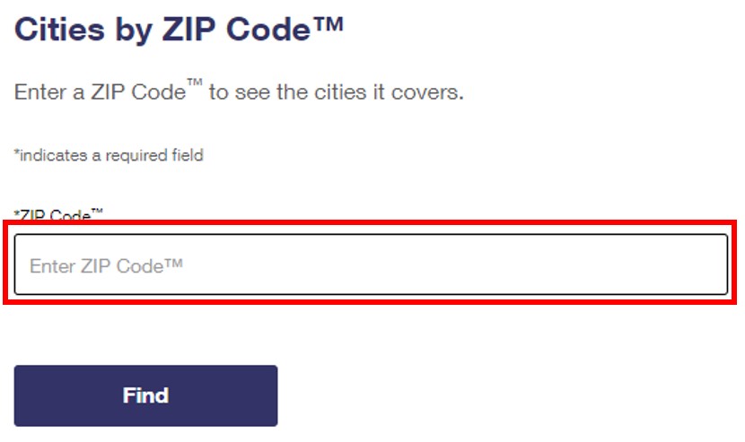 USPS Zip Code lookup tool