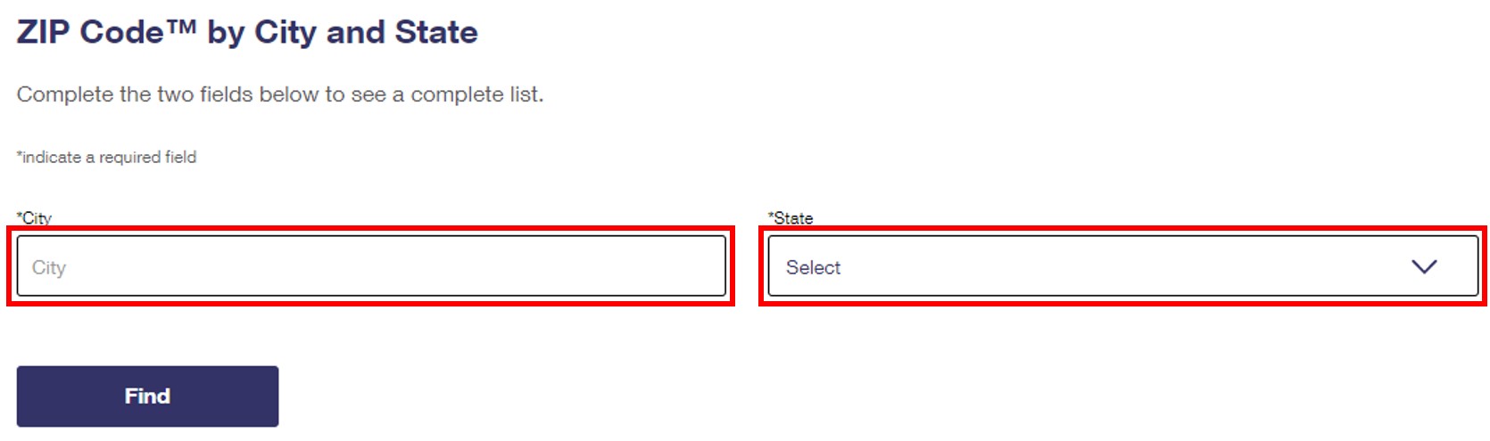 USPS city and state lookup tool