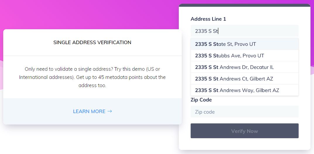 SmartyStreets address standardization solution