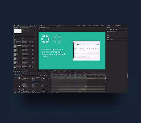 A screenshot of an After Effects project open and being edited, hovering over a dark background.