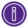 An icon depicting the letter i in purple and white.
