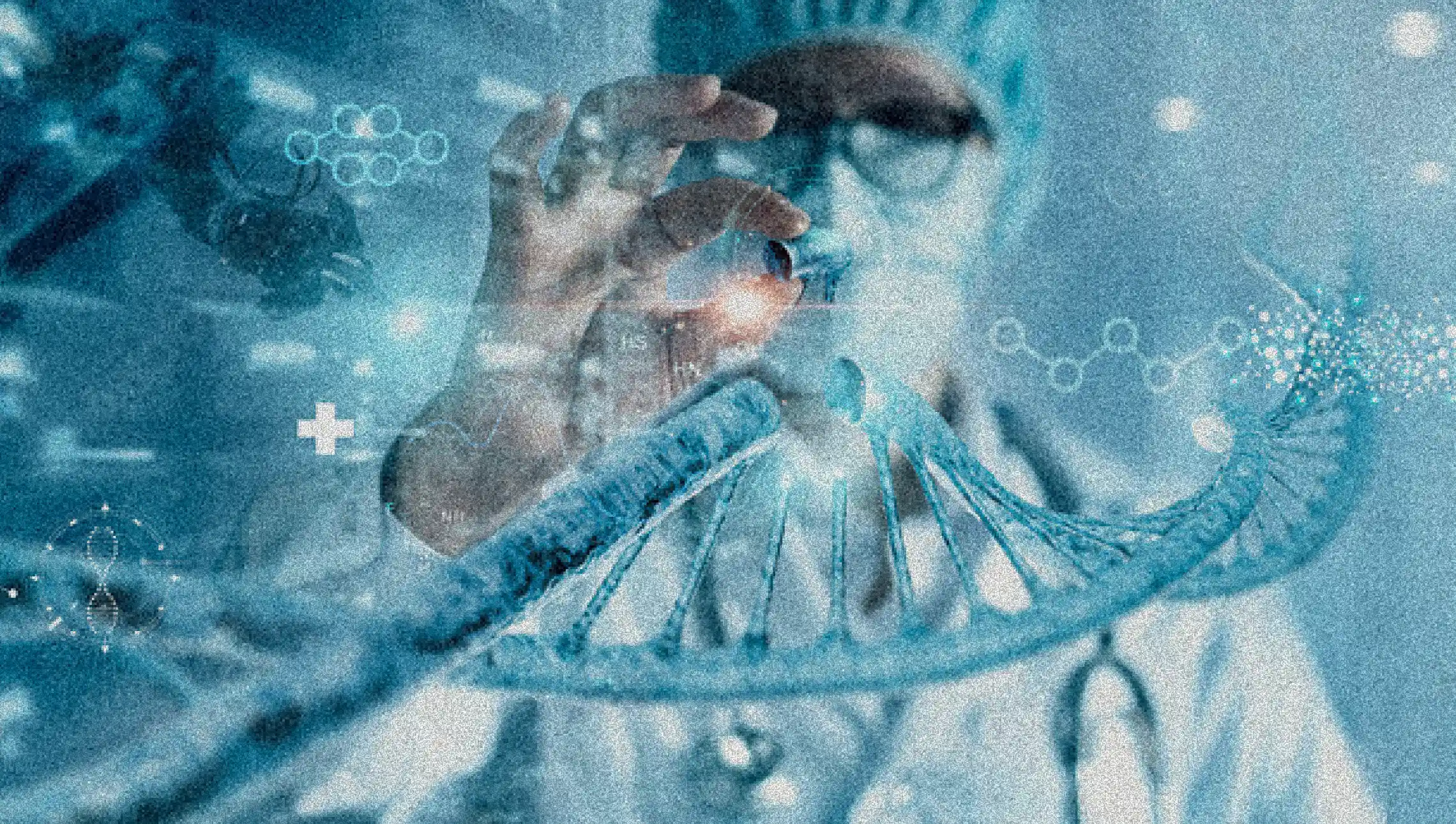 Doctor cutting DNA molecule and check with analysis chromosome DNA genetic of human with ai virtual interface