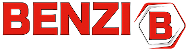 Benzi brand logo featuring bold red text and a stylized 'B' in a hexagonal shape.
