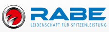 RABE company logo with a red and black stylized bird icon and the tagline "Leidenschaft für Spitzenleistung".