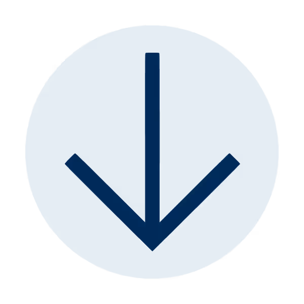Dark blue downward arrow inside a blue circular background.