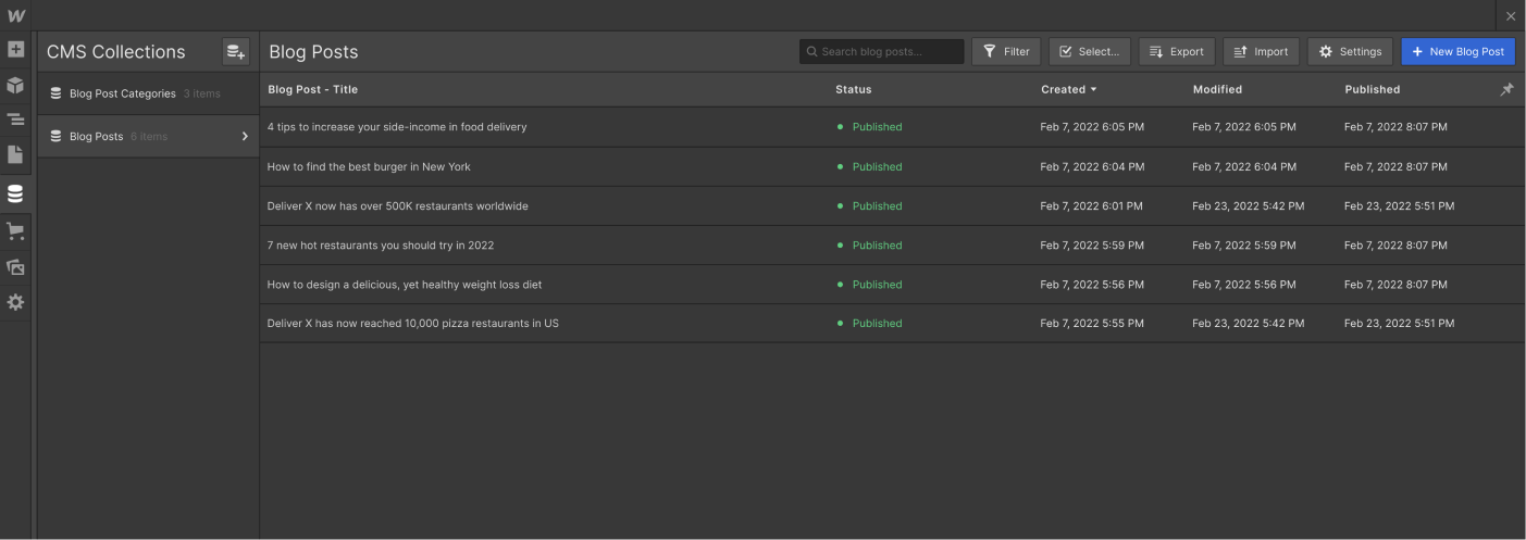 CMS Collection - Deliver X Webflow Template