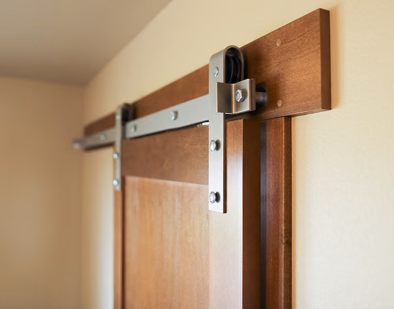 Silver Barn Door Hardware and Track Beauty Shot